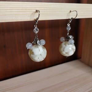Womens Elegant Cream Dangle Earrings